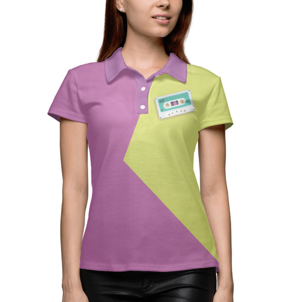 Женское поло с изображением Кассета цвета Белый