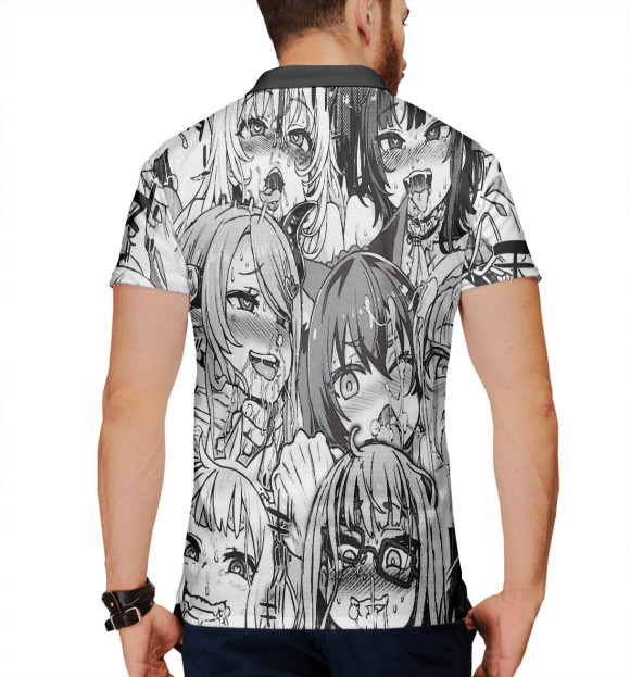 Мужское поло с изображением Ahegao | Ахэгао цвета Белый