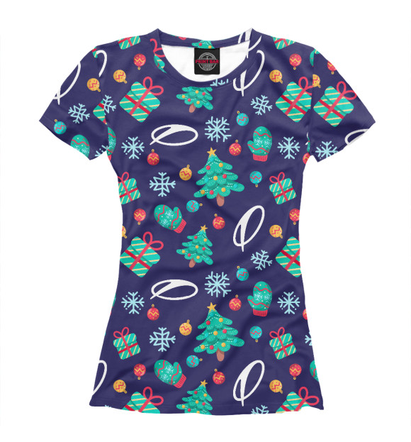 Женская футболка с изображением ASOT Christmas Mod Blue цвета Белый