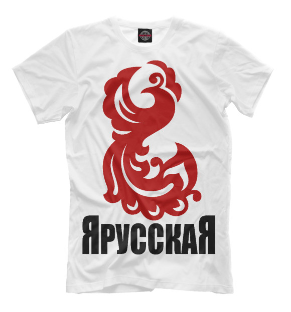 Мужская футболка с изображением Я Русская! (жар-птица) цвета Белый