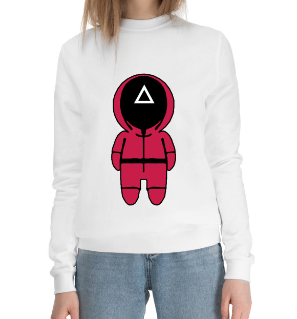 Женский хлопковый свитшот с изображением Треугольник охранник цвета Белый