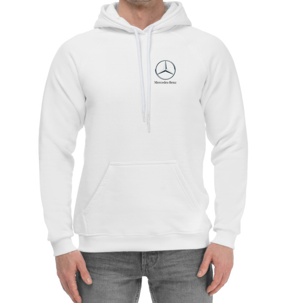 Мужской хлопковый худи с изображением Mercedes-Benz цвета Белый