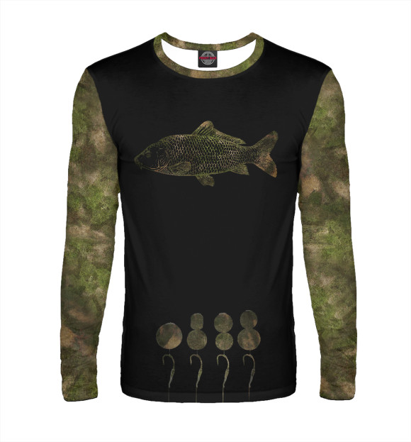 Мужской лонгслив с изображением Carp Fishing цвета Белый