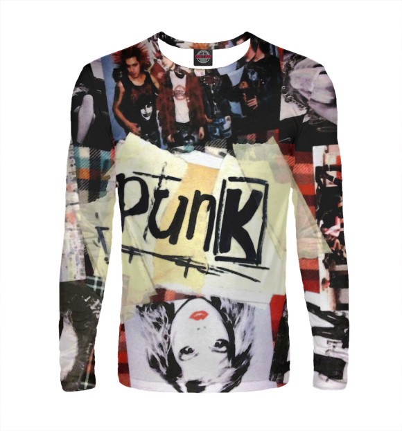 Мужской лонгслив с изображением PUNK | ПАНК цвета Белый