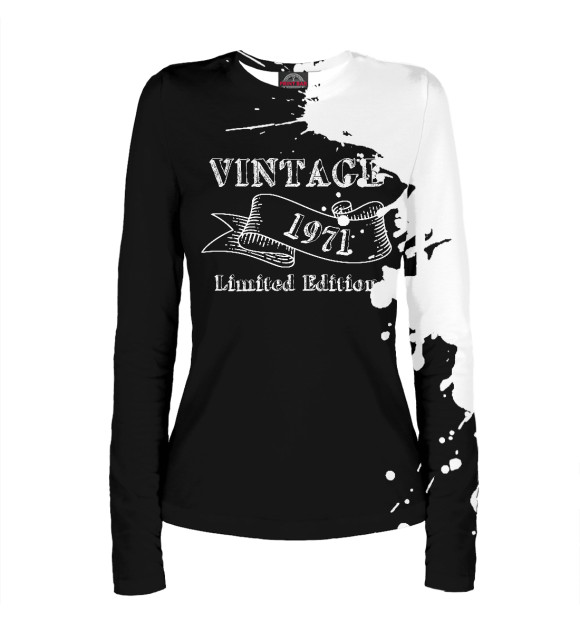Женский лонгслив с изображением Vintage 1971 Limited Editio цвета Белый