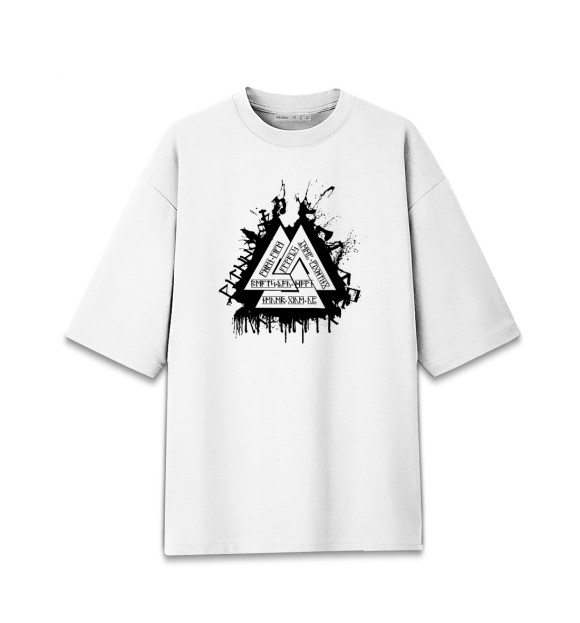 Женская футболка оверсайз с изображением Валькнут цвета Белый