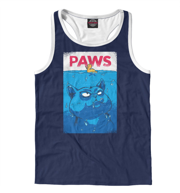 Мужская майка-борцовка с изображением Paws лапки цвета Белый