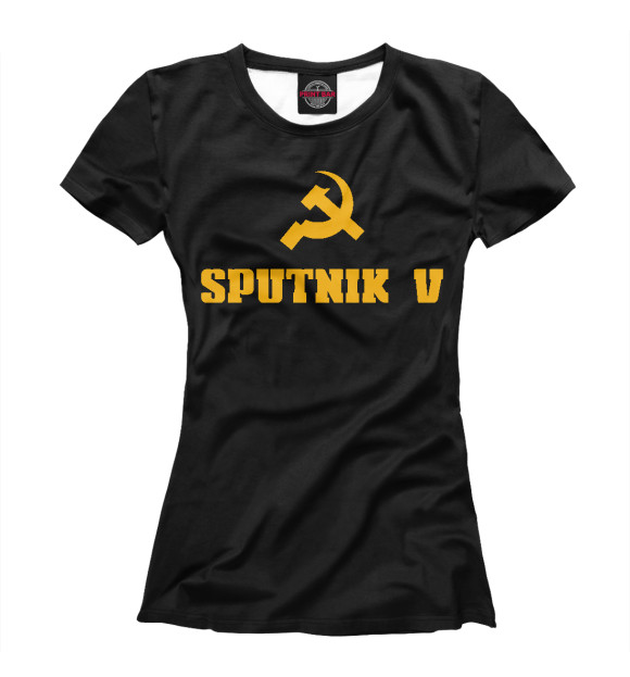 Женская футболка с изображением Sputnik V цвета Белый