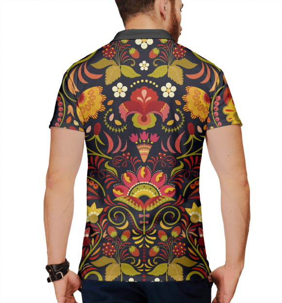 Мужское поло с притом Славянский орнамент цвета Белый Мужское поло с изображением Славянский орнамент цвета Белый