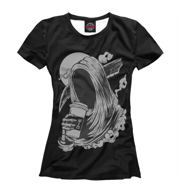 Женская футболка с изображением Death before decaf цвета Белый
