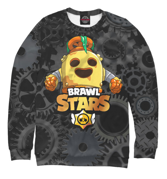 Женский свитшот с изображением Brawl Stars Spike robot цвета Белый