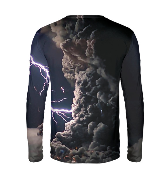 Мужской лонгслив с изображением Грозовой кошак цвета Белый