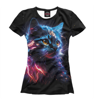 Женская футболка Электрический котёнок