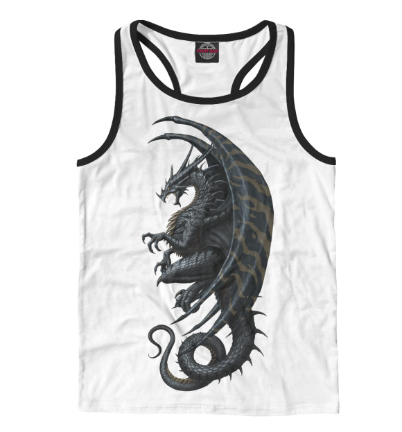 Мужская майка-борцовка с изображением Дракон цвета Белый