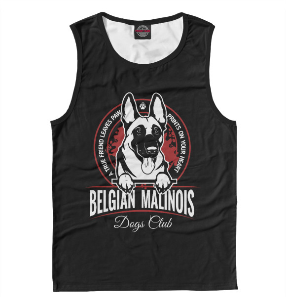 Мужская майка с изображением Бельгийская овчарка Малинуа цвета Белый