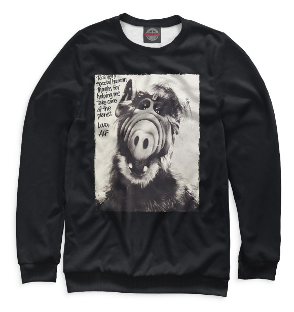 Женский свитшот с изображением Alf цвета Белый
