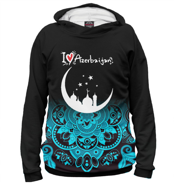 Мужское худи с изображением Азербайджан цвета Белый