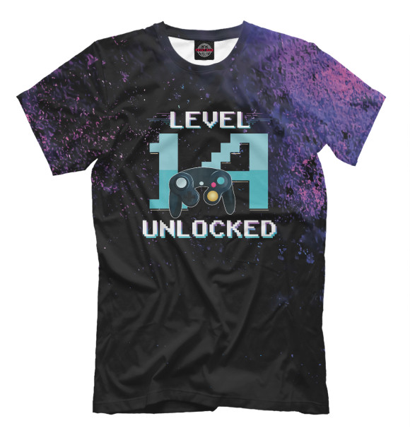 Мужская футболка с изображением Level 14 Unlocked Gamer цвета Белый