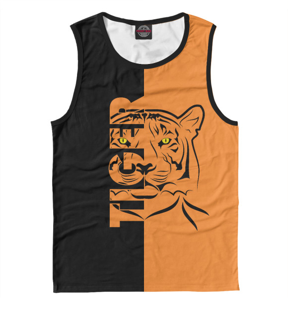 Мужская майка с изображением Тигр цвета Белый