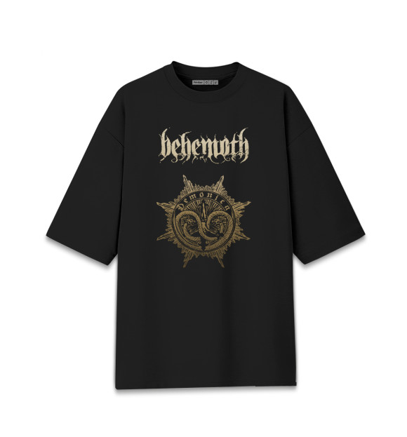Женская футболка оверсайз с притом Behemoth цвета Черный Женская футболка оверсайз с изображением Behemoth цвета Черный