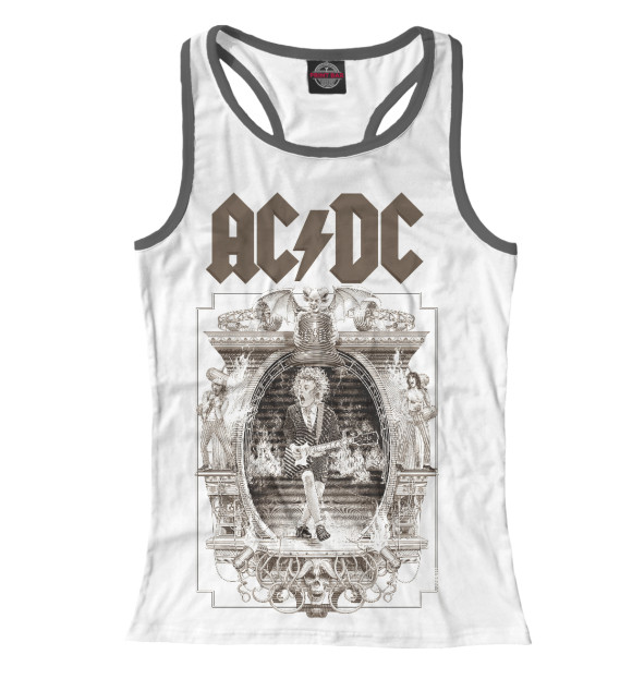 Женская майка-борцовка с изображением AC/DC цвета Белый