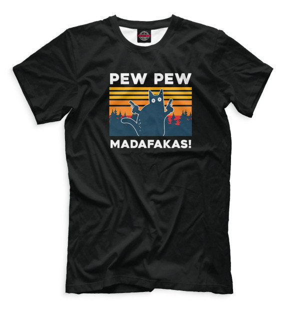 Мужская футболка с изображением Pew pew madafakas! цвета Белый