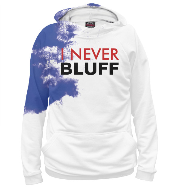 Мужское худи с изображением I Never Bluff White цвета Белый