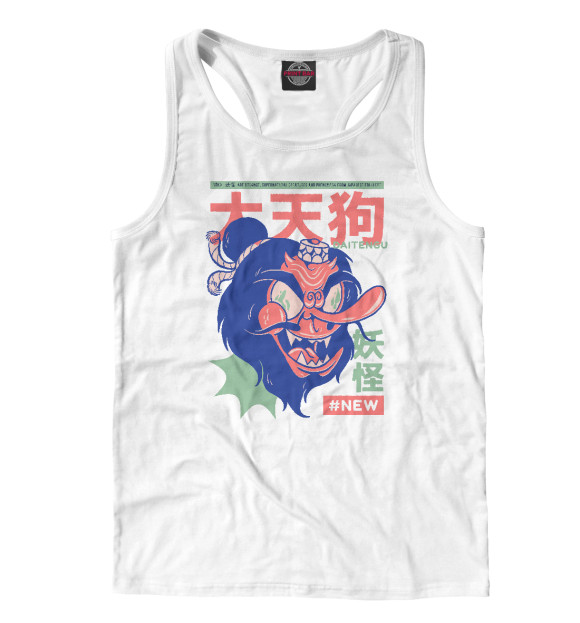 Мужская майка-борцовка с изображением Даитэнгу ёкай цвета Белый