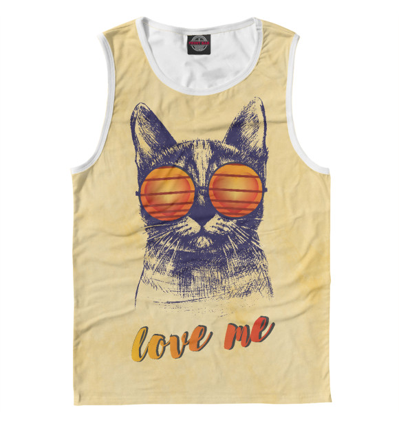 Майка для мальчика с изображением Cat Love me цвета Белый