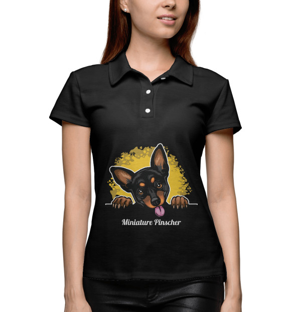 Женское поло с изображением Pinscher цвета Белый
