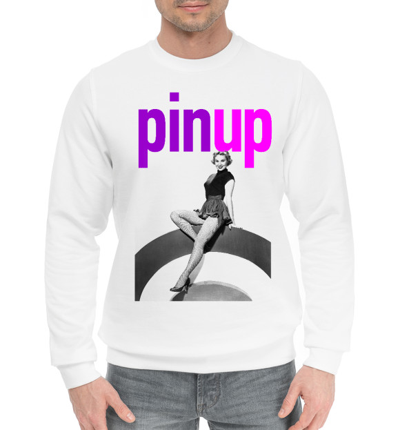 Мужской хлопковый свитшот с изображением Pin up цвета Белый