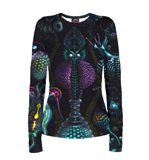 Женский лонгслив с изображением Психоделика цвета Белый