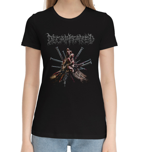 Женская хлопковая футболка с изображением Decapitated цвета Черный