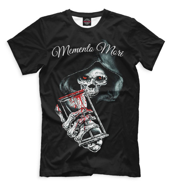 Мужская футболка с изображением Memento mori скелет цвета Белый