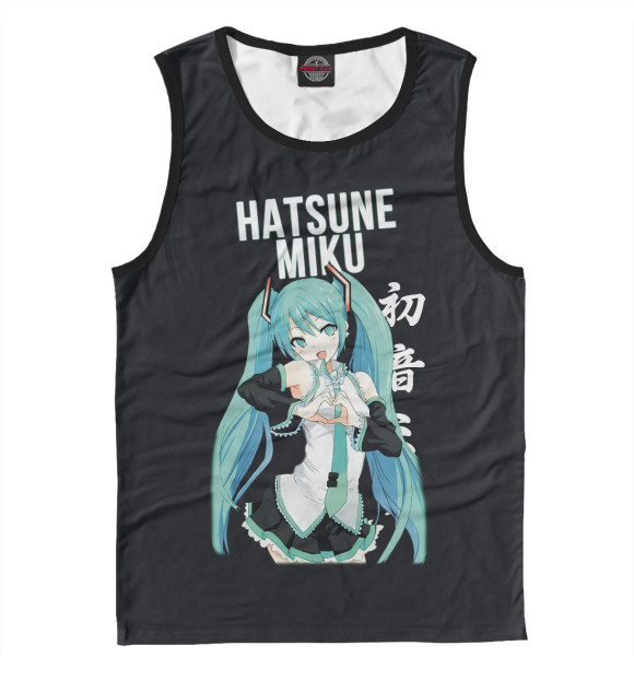 Мужская майка с притом Hatsune Miku / Хацунэ Мику цвета Белый Мужская майка с изображением Hatsune Miku / Хацунэ Мику цвета Белый