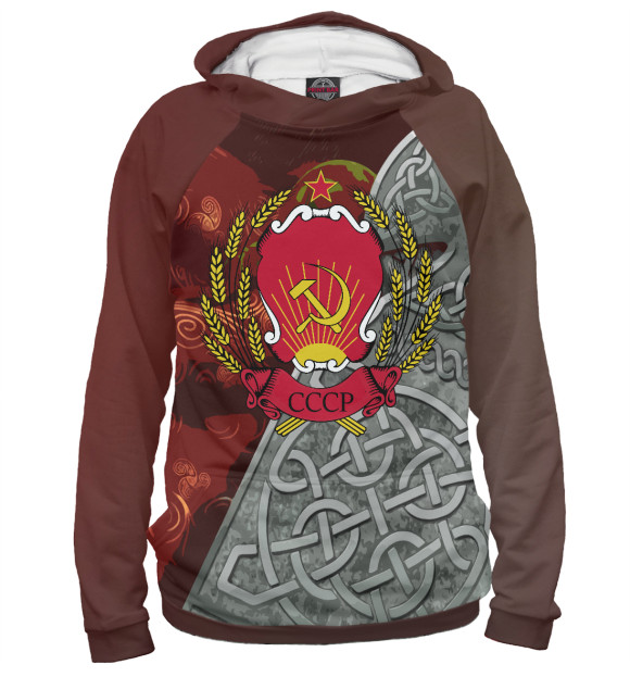 Мужское худи с изображением СССР &  РУСЬ цвета Белый