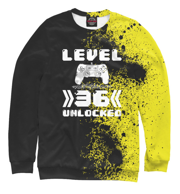 Свитшот для девочек с изображением Level 36 Unlocked цвета Белый