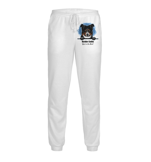 Мужские спортивные штаны с изображением Бордер-Колли цвета Белый
