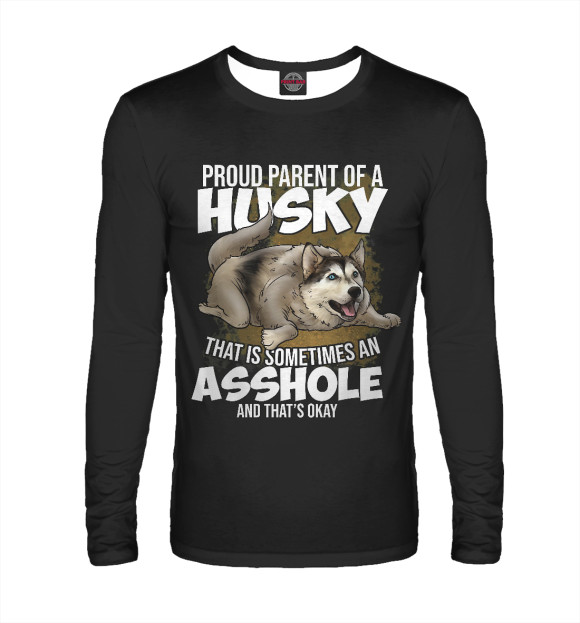 Мужской лонгслив с изображением HUSKY цвета Белый