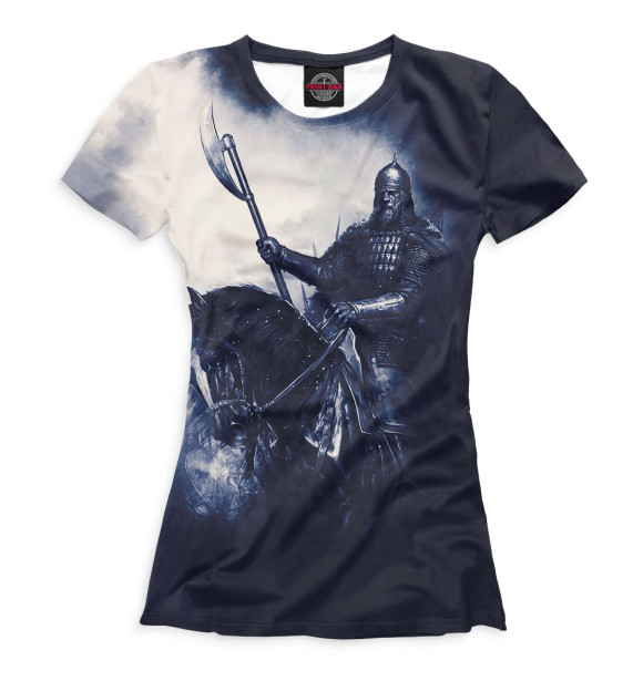 Женская футболка с изображением Богатырь цвета Белый