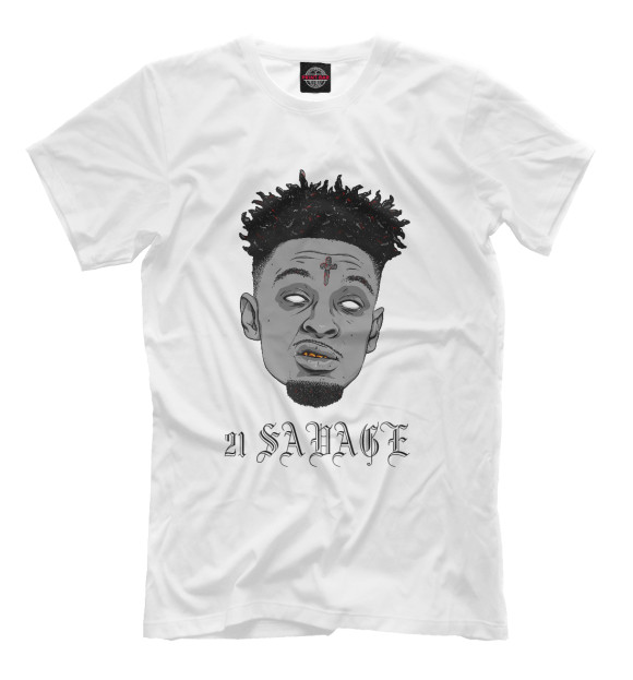 Футболка для мальчиков с изображением 21 SAVAGE цвета Белый