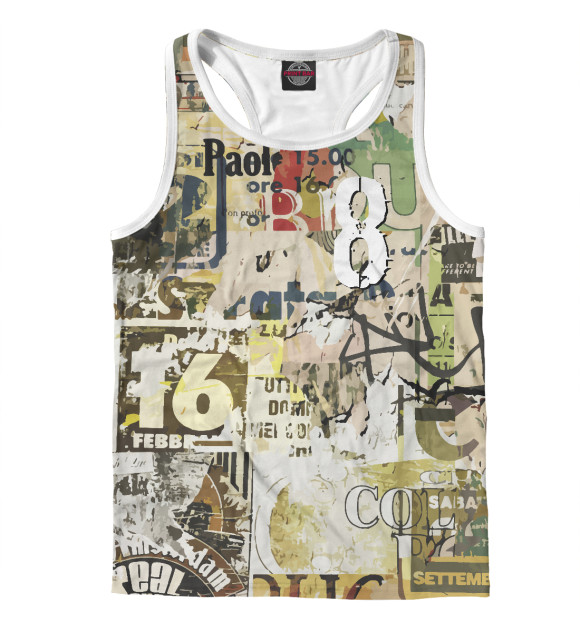 Мужская майка-борцовка с изображением Цифра 8 цвета Белый