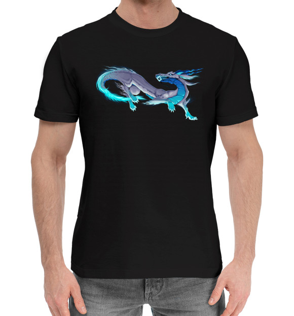 Мужская хлопковая футболка с изображением Dragon цвета Черный