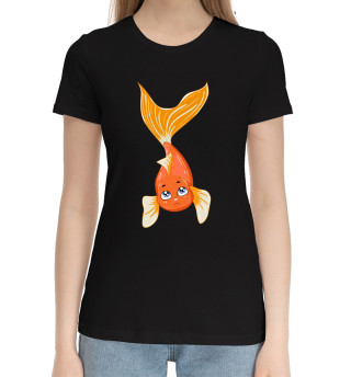 Хлопковая футболка для девочек Золотая рыбка