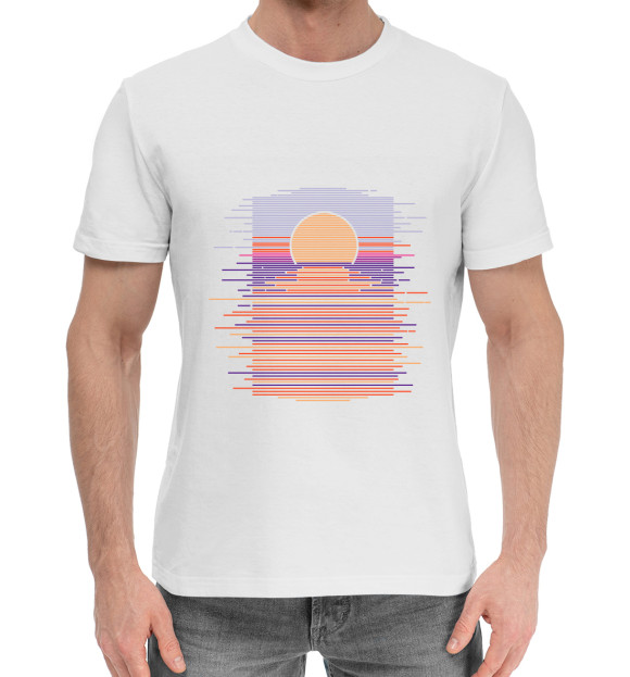Мужская хлопковая футболка с изображением Geometric Sunset цвета Белый