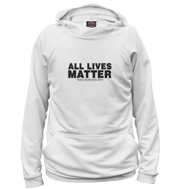 Мужское худи с изображением All lives matter цвета Белый