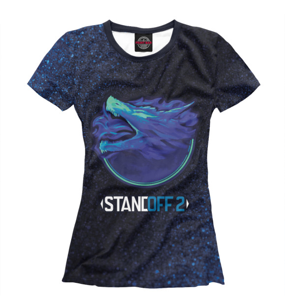 Женская футболка с изображением Стандофф 2 - Дракон - Шум цвета Белый
