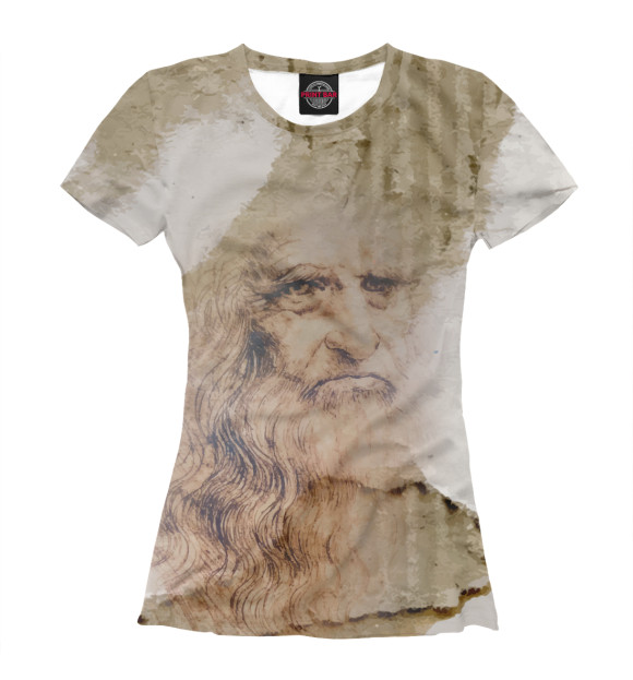 Женская футболка с изображением Леонардо да Винчи цвета Белый