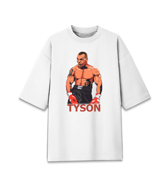 Женская футболка оверсайз с изображением Mike Tyson цвета Белый