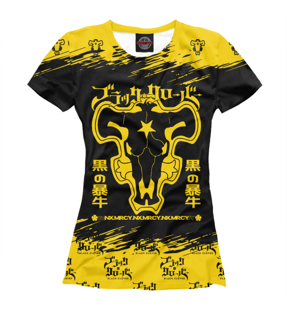 Женская футболка с изображением Чёрный клевер Черные быки цвета Белый